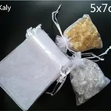 100 шт. Чехлы 5x7 см органза сумочки для вечеринок Свадебные украшения подарочные пакеты ювелирные изделия Упаковка Дисплей подарок мешок ювелирных изделий и мешок пользу Сумки