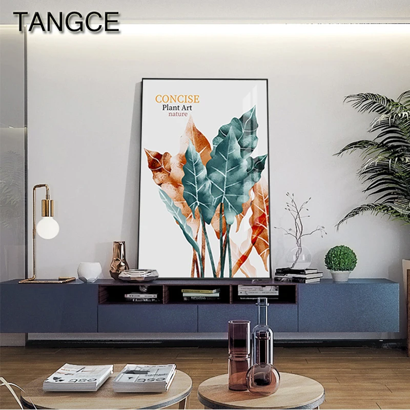 

Abstract Colorful Leaf Canvas Painting Nordic Green Plant Wall Pic Romantic Poster Print For Living Room Warming Wall Art Decor