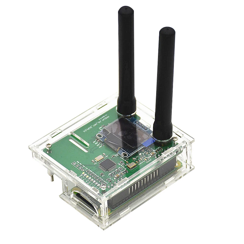 

Duplex MMDVM Hotspot Support P25 DMR YSF +Raspberry Pi + 2pcs Antenna +OLED+case(Transparent color)