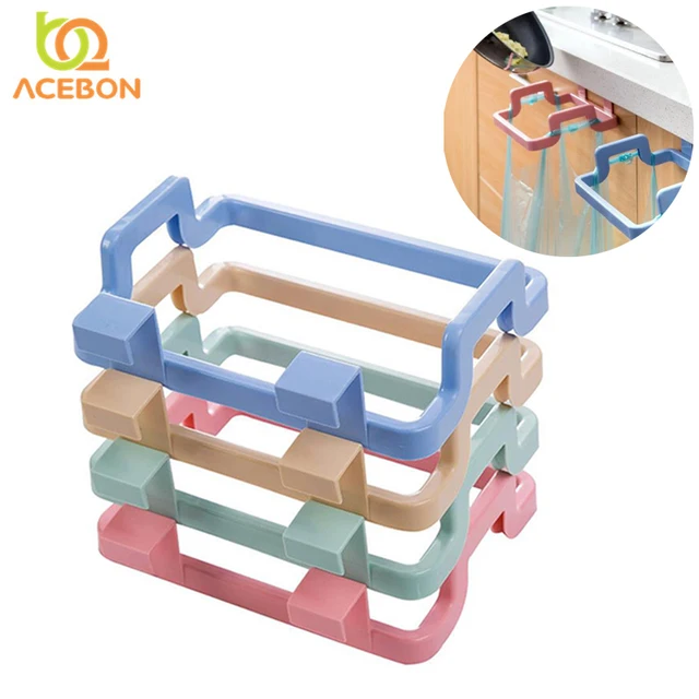 Best Offers 1Pcs Kitchen Gadgets Cabinet Door Garbage Bag Shelf Kitchen Tools Rack Hanging Storage Trash Rack Kitchen Accessories Goods