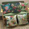 Tropical Plant Leaves Flowers Flamingo Bird Parrot Home Decoration Couch Cushion Office Chair Back Pillow for Sofa Linen Cotton 2