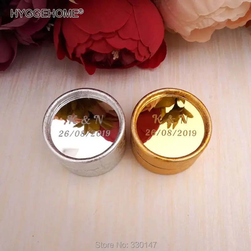 1pcs Ring Box Holder with Custom Mirror Cover Wedding Names Date for Lovers Personalized Rustic Ring Bearer Box Propose Marriage