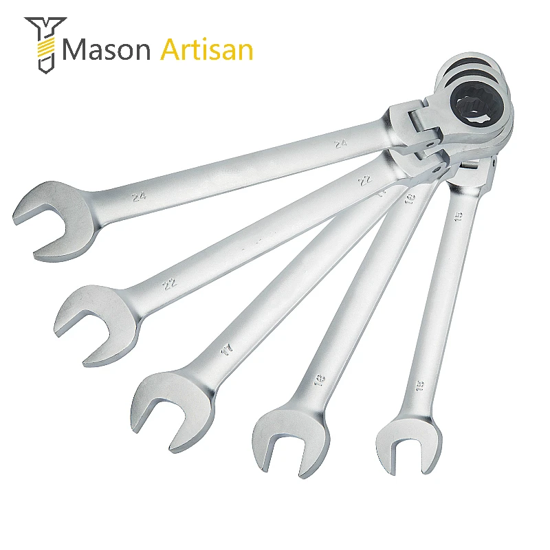 1Piece 6 24mm Flex Head Ratchet Wrench Cr V Open End Spanner Wrench Hex