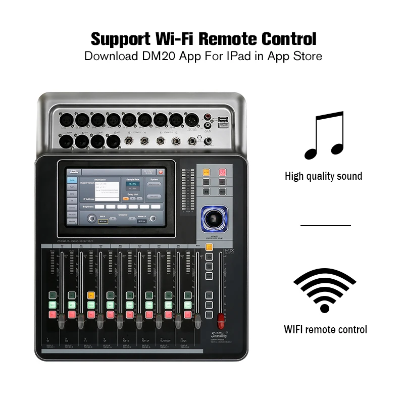 Soundking микшерный пульт Pro Audio D-Touch 20 цифровой микшерный пульт сенсорный экран WiFi 20-входов/16-Bus/8-Outs в продаже A20