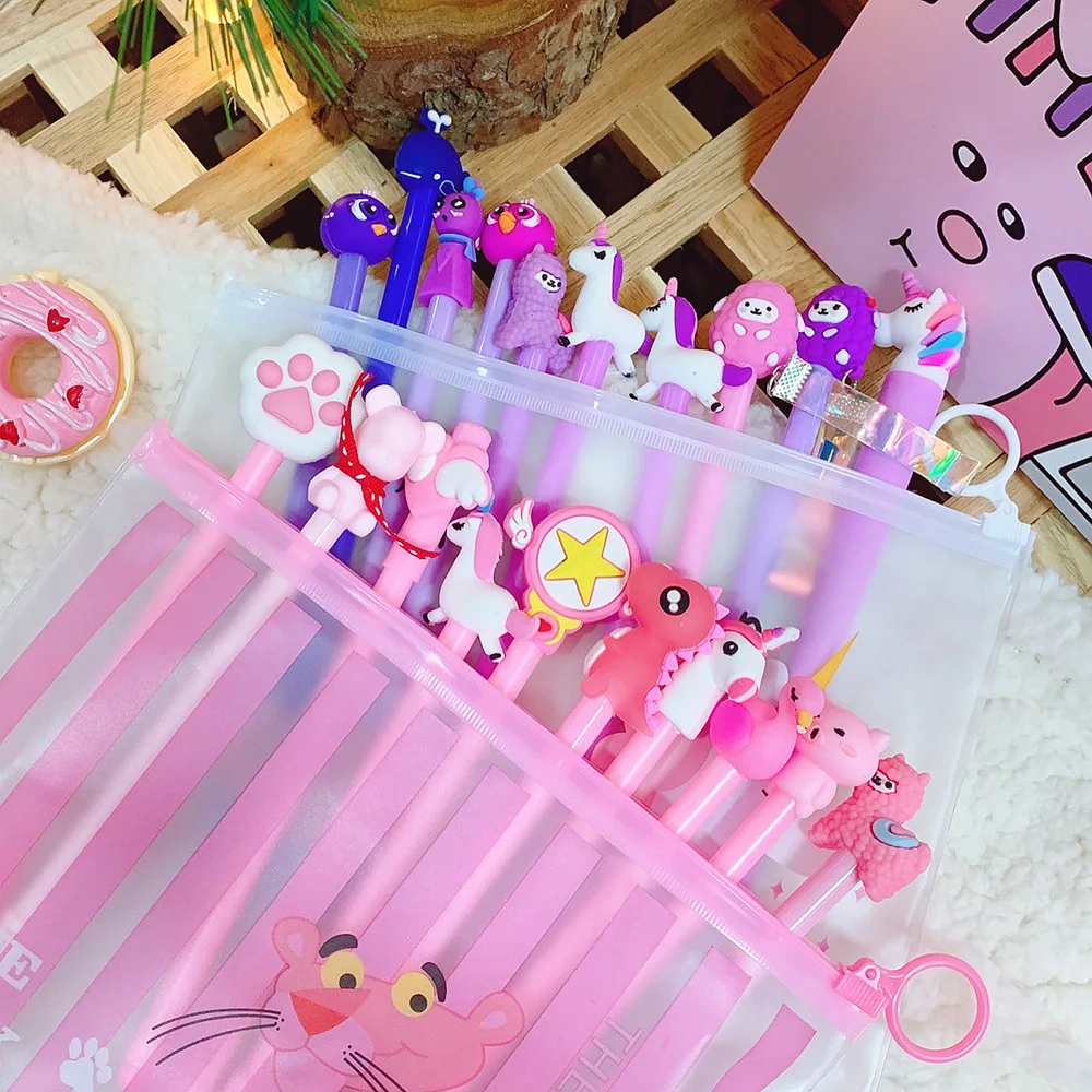 

10pcs/set Gel Pen Cute Gel Neutral Pen 0.38mm Black Ink Pen Student Signature Pen School Supplies Tools Escolar Caneta