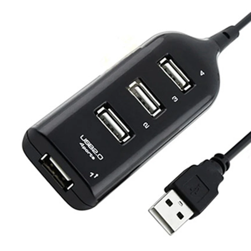 Высокоскоростной мини-Разветвитель USB 2,0 с 4 портами usb-хаб-адаптер для ПК, ноутбука, компьютера черного цвета и может использоваться только индивидуально