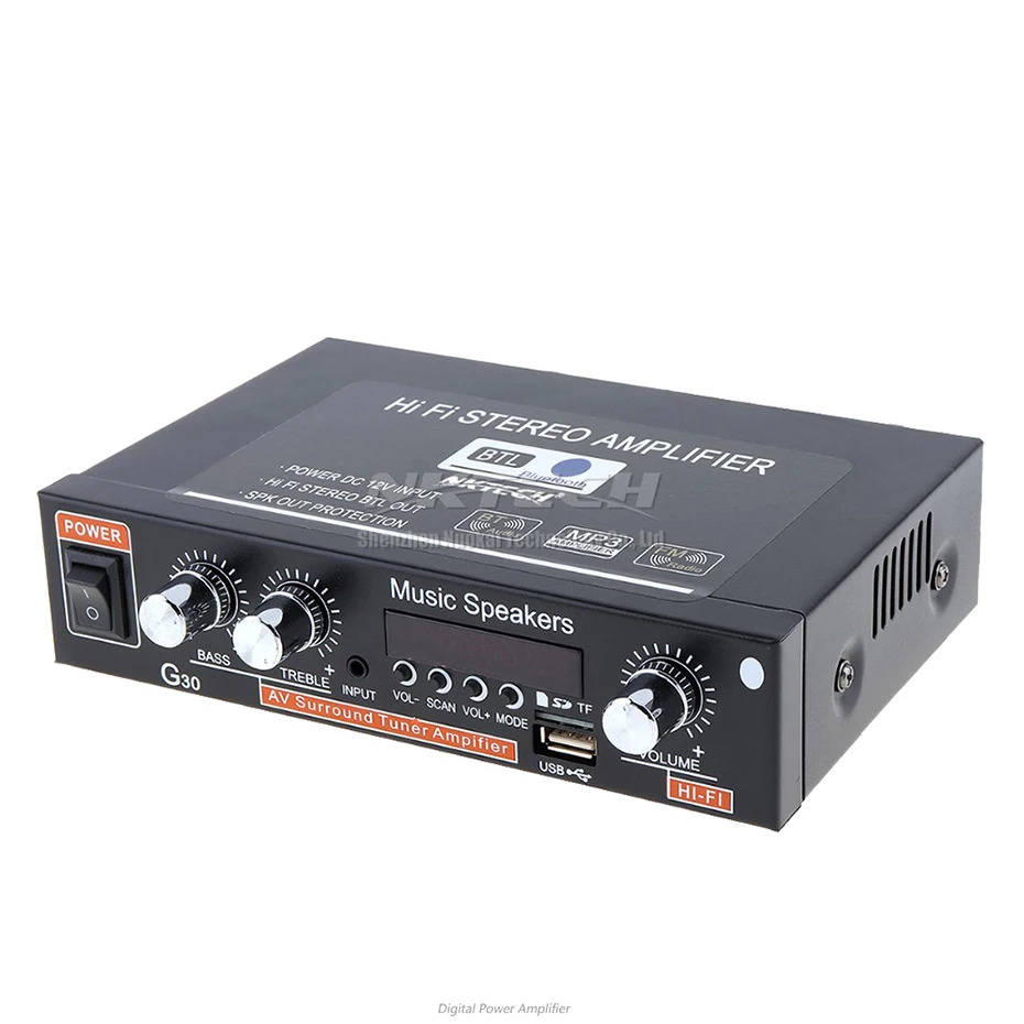 Усилитель мощности NKTECH Bluetooth цифровой аудиоплеер 2x18 Вт динамик IR Hi Fi стерео FM DVD SD
