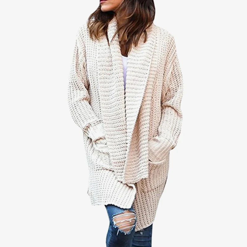 

Irregular Split Knitted Long Cardigan Lady Cardigans Turn Down Collar Full Sleeve Pockets Women Sweaters 2019 Autumn Female Coat