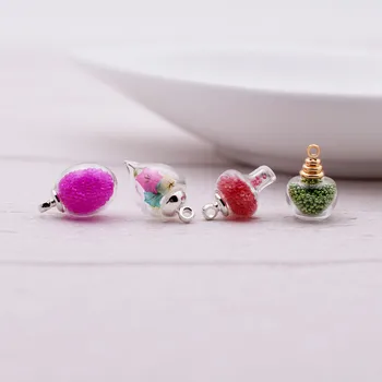 

1set apple fruit shape hollow glass ball with 925silver cap set lemon glass vials pendant glass bottle globe jewelry findings