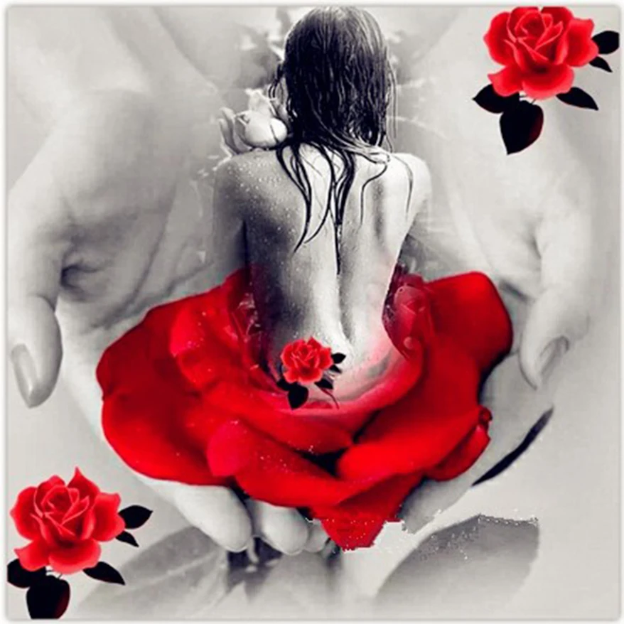 

5D DIY Diamond Painting "Red rose beauty" Embroidery Full Square Diamond Cross Stitch Rhinestone Mosaic Painting Decor DW019