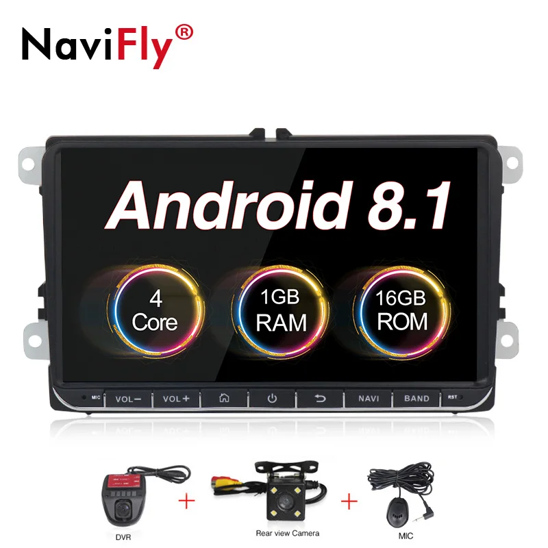 NaviFly Android8.1 автомобильный мультимедийный плеер для Skoda Fabia Limousine Praktic Octavia Rapid Yeti Superb Roomster с CANBUS - Цвет: add camera DVR