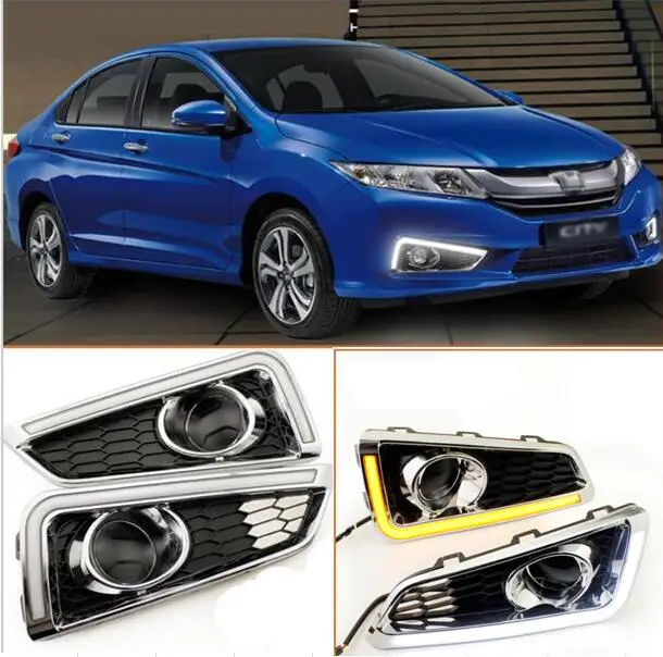

eOsuns LED DRL Daytime Running Lights,fog light With Amber Turn Light Suitable For Honda GRACE CITY 2014 2015