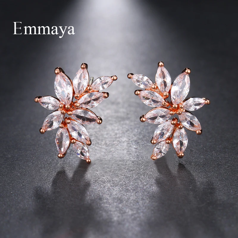 Серьги Emmaya с фианитами женские простые модные ювелирные украшения в форме цветка