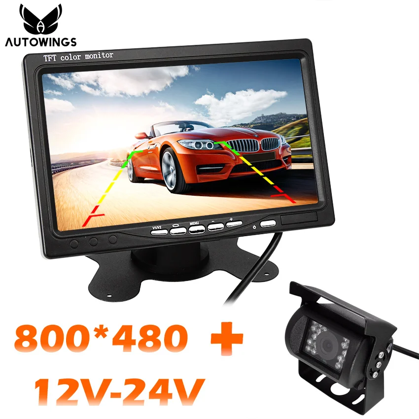 

Rear View Camera with Monitor 7 inch HD 800*480 TFT Screen Parking Reverse Park Monitor Backup Camera for Car/iTrucks/Van/Bus/RV