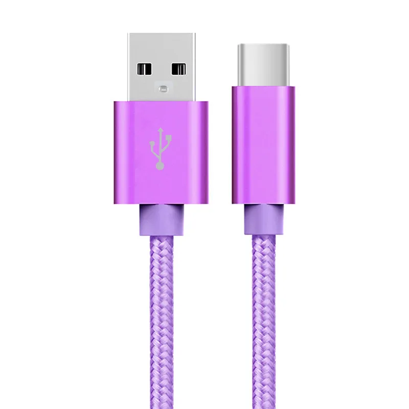Зарядный кабель для Samsung S10/LG G6/Huawei mate 20/Xiaomi 8 redmi note7/OPPO R17/vivo NEX фиолетовый 5 В 2 4 А USB C