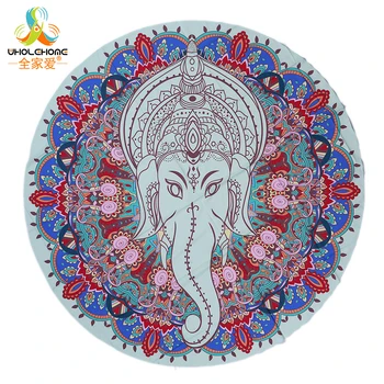 

150*150cm/59*59'' Bath Towel Tassel Decor Large Round Beach Towel Chiffon Geometric Printed Bath Towel Summer Style 1pcs/lot