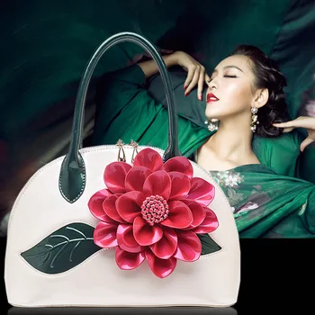 

6188 New Fashion Pearlescent Patent Leather Handbag ladies Bag Trumpet flower shell bag Ladies Shoulder bag