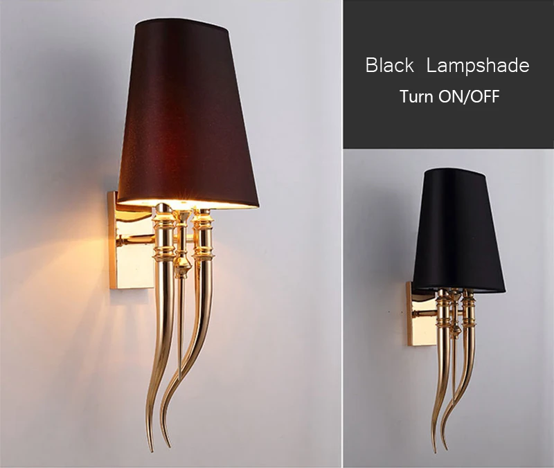 Modern Iron Claw Horn Cloth LED Wall Light Bedroom Bedside Wall Lamp Dining Living Room Wall Sconce Light Fixtures (1)