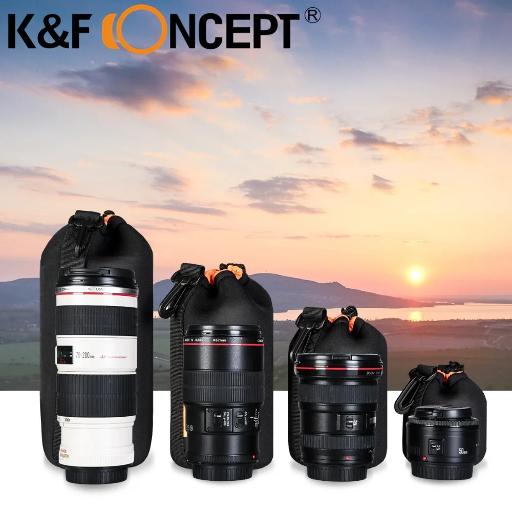 K F CONCEPT Camera Lenses Pouch Soft Protective Portable Neoprene Lens Case Bag 4 Sizes Canon