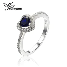 JewelryPalace Corazón Del Océano 0.6ct Creado Azul Zafiro Anillo de Plata 925 Para Las Mujeres 2016 Anillos de Bodas de la Joyería Fina