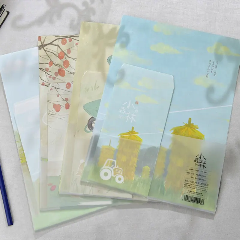 

Small forest 24 sheet letter paper+12 pcs envelopes luminous Letter pad Set writing paper Office & School Supplies