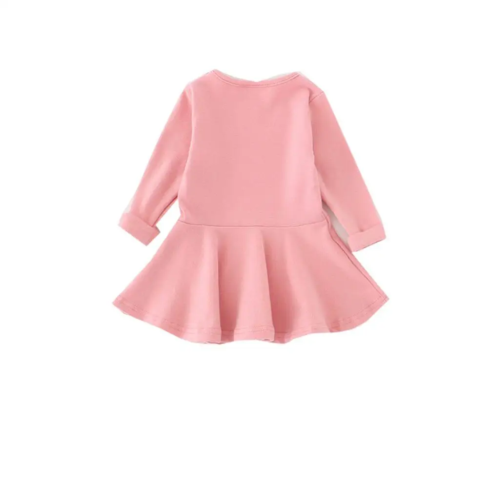Платье для маленьких девочек; платье принцессы трапециевидной формы для девочек; зимняя одежда для девочек; vestidos - Цвет: Розовый