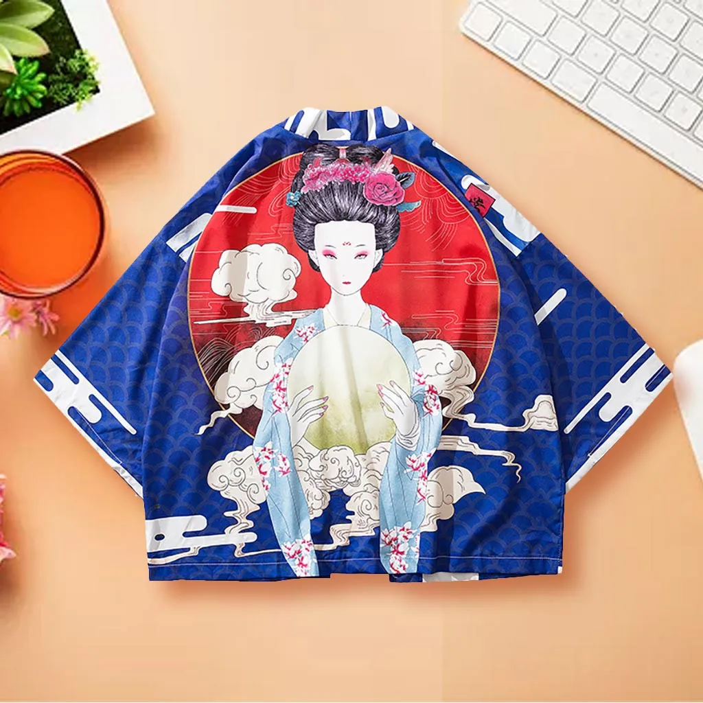 Женское и мужское повседневное винтажное кимоно, кардиган для девушек,, летняя Свободная рубашка с национальным принтом для влюбленных, топ, блуза, Mujer, harajuku 5,8