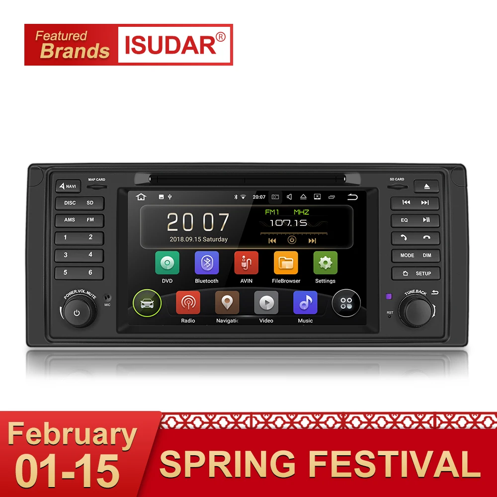 

Isudar 1 Din Car Multimedia Player Android 8.1 Auto DVD Player For BMW E53 X5 GPS 4 Core RAM 2GB ROM 16GB Radio FM DSP Bluetooth