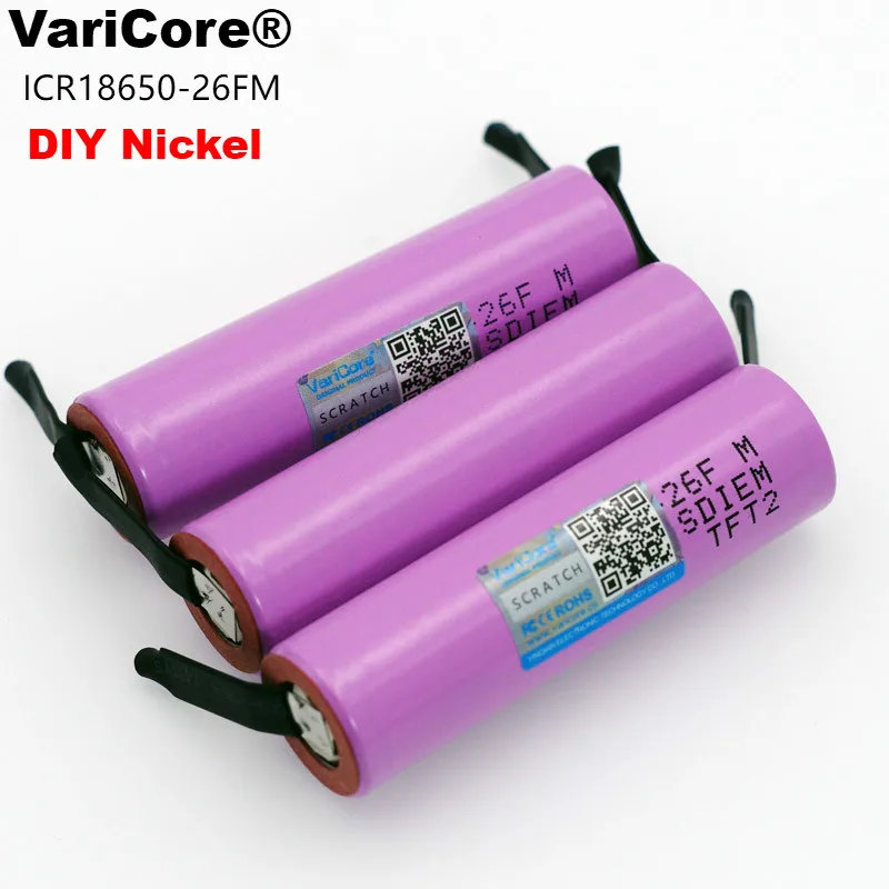 

VariCore New 18650 ICR18650-26FM 2600mAh Li-ion 3.7v Rechargeable Battery DIY Nickel batteries