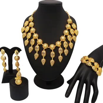 

NEW DESIGN gold jewelry sets african women necklace fine jewelry sets gift women necklace gold wedding jewelry sets