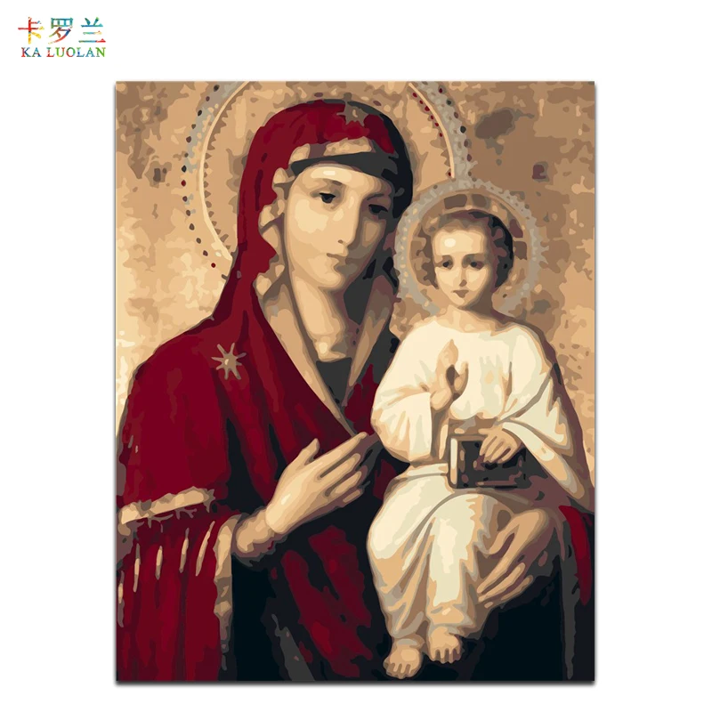 

Frameless picture on wall acrylic painting by numbers abstract drawing by numbers unique gift coloring by numbers Our Lady Q160