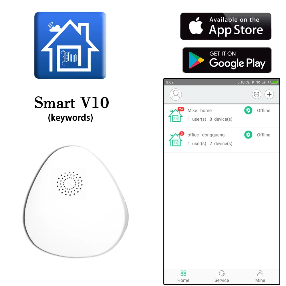  wofea smart V10 home security wifi alarm system APP contro with APP message push sms auto dial HD10