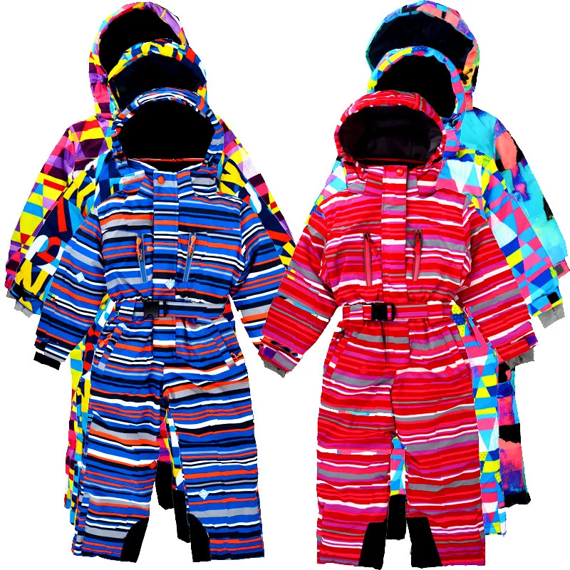 2023 children's winter outdoor one-piece ski suit, wind and snow, plus velvet thickening, suitable for 3-10 years old.