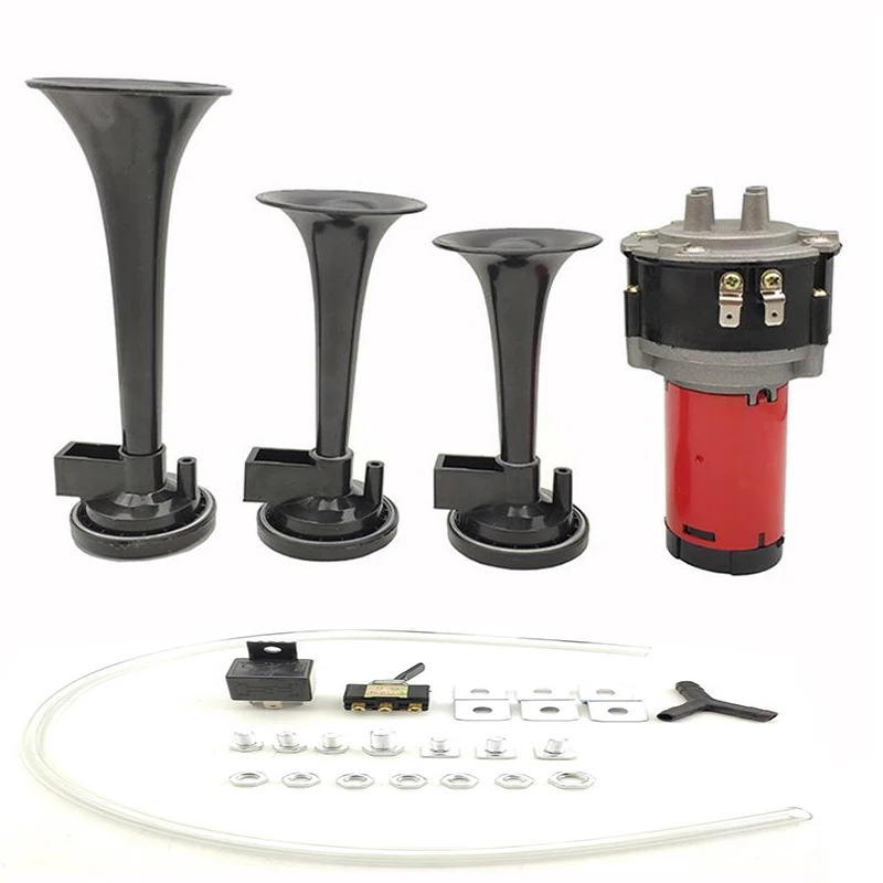 

3Pcs Car Boat Truck 12V Powerful Durable Air Horn Compressor Dual Tone Trumpet Ultra Loud Kit Universal