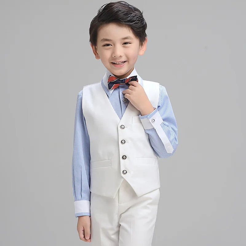 Children's Day Toddler Boys 4pcs/set(Vest+Shirts+Bowtie+Pants) Handsome Chorus Show/Performance/Wedding Groom Blazers Suit Sets |