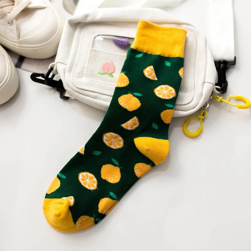 Новинка; модные забавные носки в стиле хип-хоп; повседневные носки высокого качества; носки с изображением фруктов, мороженого, Красного вина