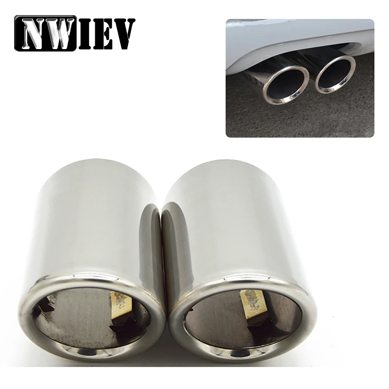 NWIEV 2x Car Exhaust Muffler Tip Pipe For Volkswagen Passat B7 CC VW Tiguan 2017 2011 2012 2013