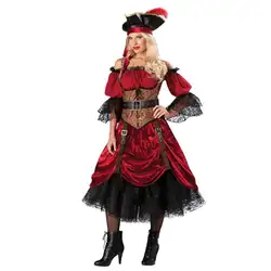 Хэллоуин хорошее качество роскошный пиратский костюм для женщин сексуальный пиратский косплэй нарядное платье