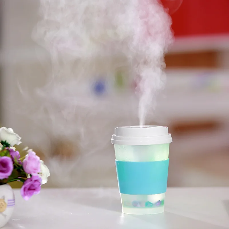 

Cute Water Cup Humidifier Cold Night Light Home Car Air Purifier 300ML High Capacity Living Room Diffuser Mist Maker Fogger