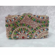 8305A Crystal Lady fashion Bridal Party hollow Metal Evening purse clutch bag case box handbag
