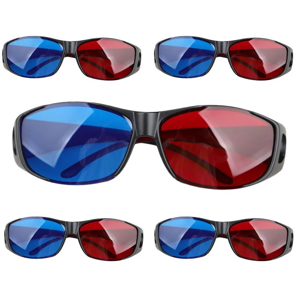 Top Deals 5pairs Red+Blue Plasma TV Movie Dimensional Anaglyph 3D Vision Glasses (Anaglyph Frame), Black