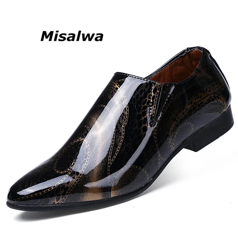 

Misalwa New Famous Oxford Shoes Men Patent Leather Pointed Toe Black Social Sapato Male Slip on Dress Loafer Purple Elegant Flat
