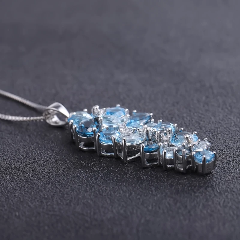 London Blue Topaz Swiss Blue Topaz Sky Mix Gemstone Pendants for Women Gift silver pendant