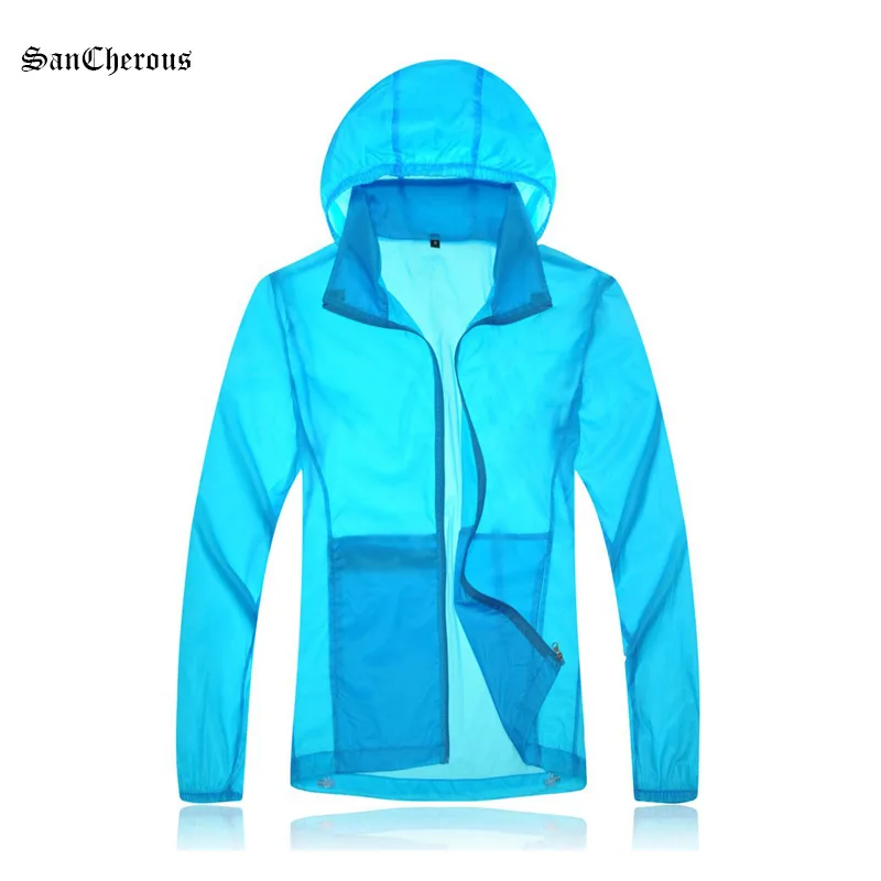 2017 8 Colors Light Summer UV Protection Women Men Windbreaker Hood Waterproof Spring Summer