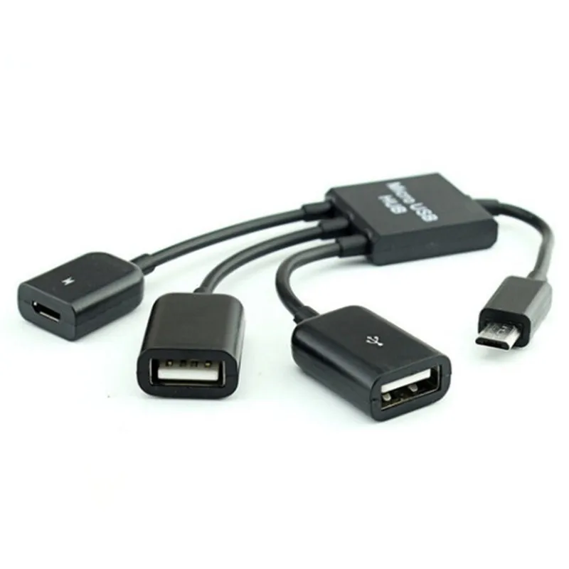 3 в 1 микро USB хост OTG зарядный концентратор Шнур адаптер сплиттер для смартфонов Android планшет черный кабель
