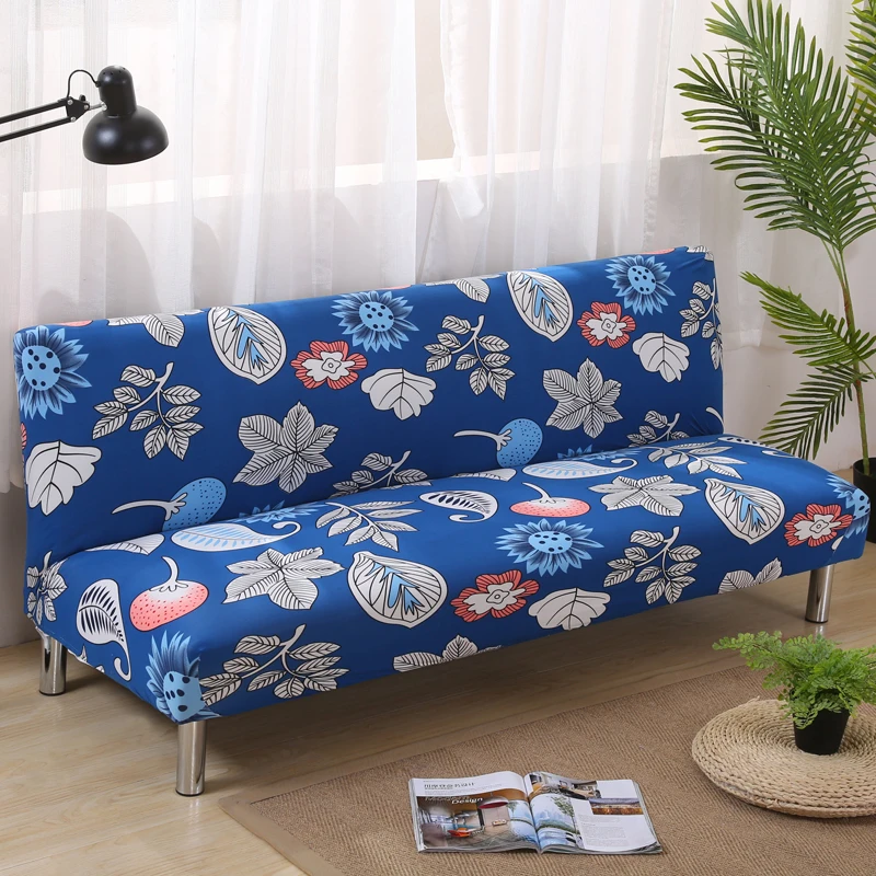 elastic Flower pattern Slipcovers for Armless sofa bed Two seater