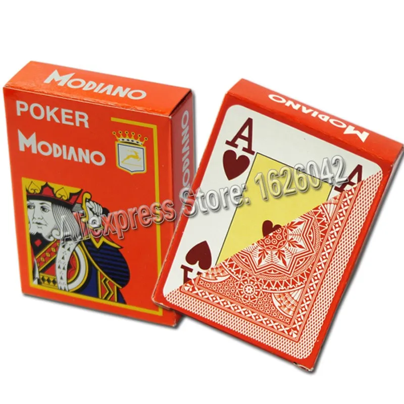 Orange Light Blue Modiano 100% Plastic Playing Cards Poker Size Jumbo Index New 