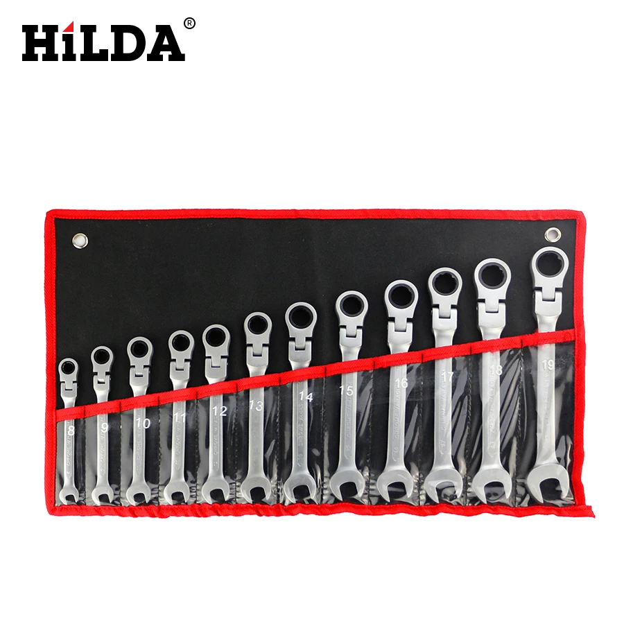 

HILDA adjustable 12pcs/set end open spanners combination gear nut wrenches set of auto repair hand tool for cars