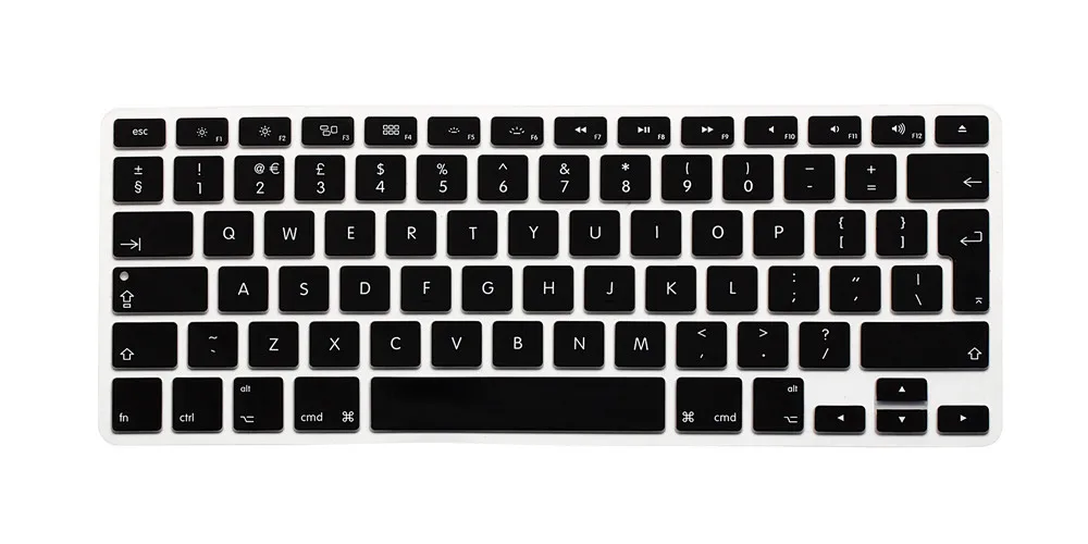 Redlai силиконовый EU/британский английский чехол для клавиатуры для Macbook Pro retina 13 15 1" для mac book Air 13" клавиатура Flim наклейки - Цвет: Черный