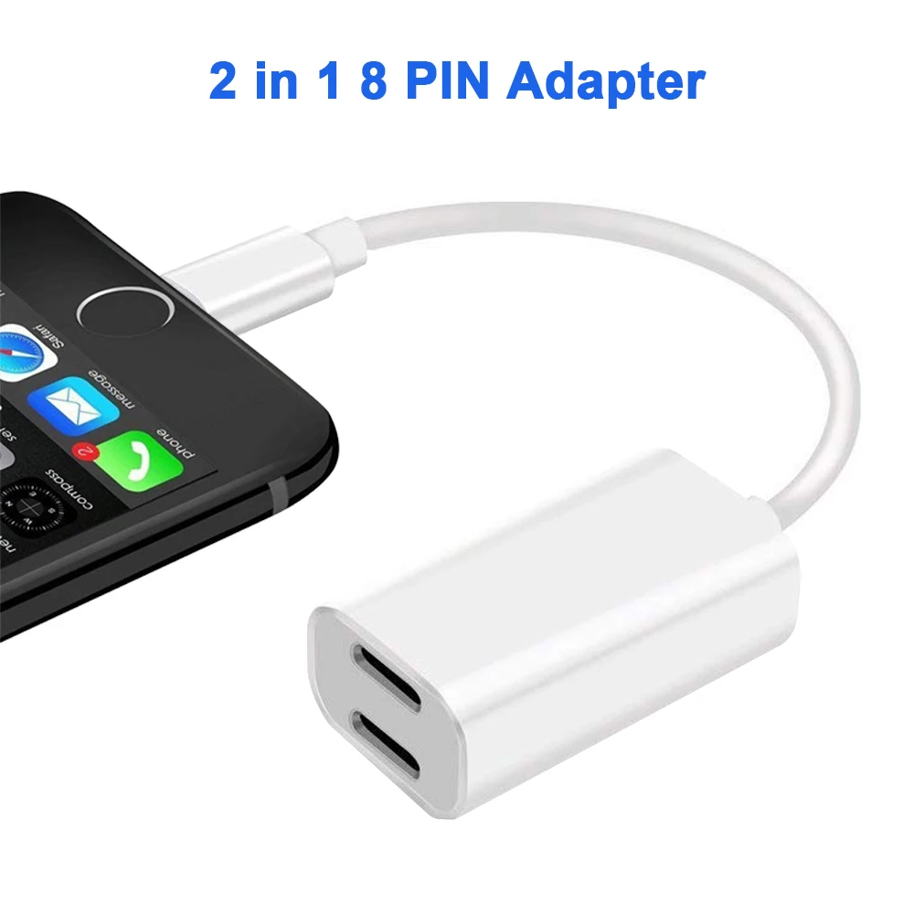 Portefeuille Dual AUX Adapter Splitter Converter For iPhone XS Max XR 7 Plus 8 X S Headphone Audio Earphone Adapter Connector (2)